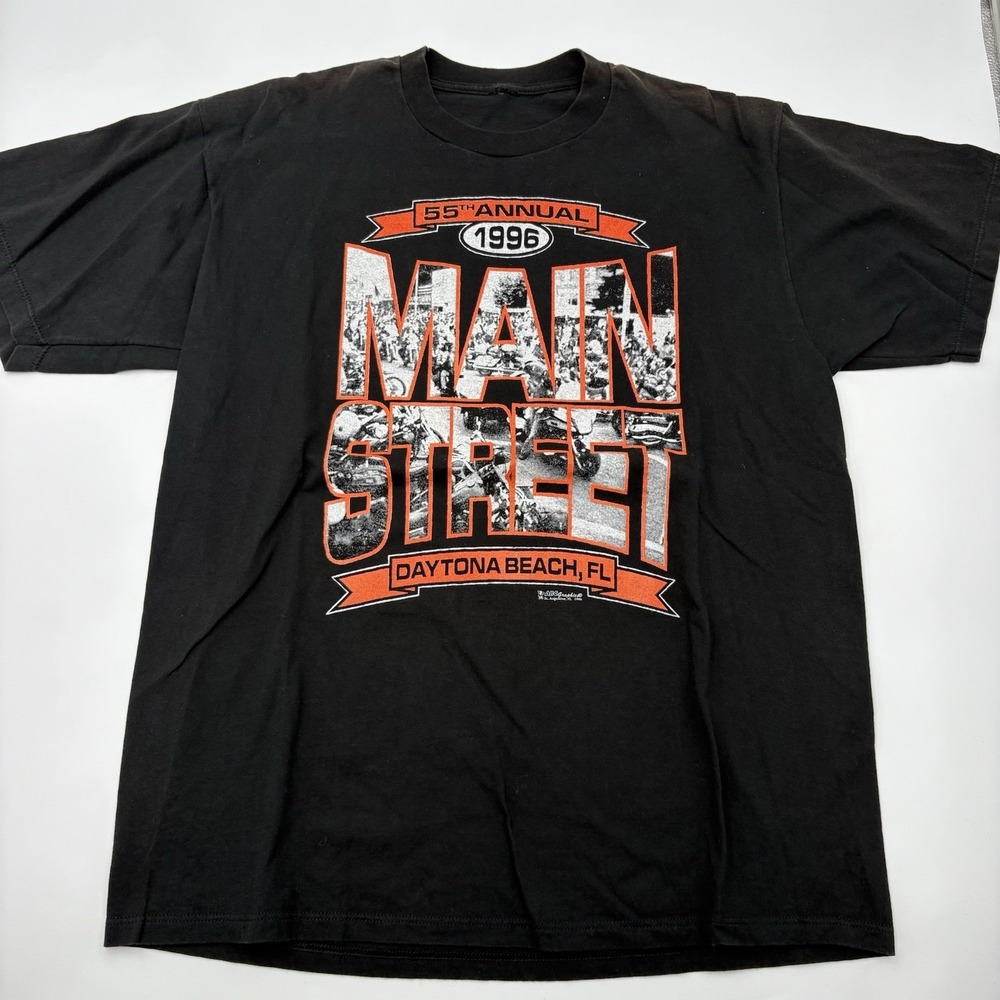 Vintage 1996 Daytona Beach Bike Week Motorcycle Graphic T Shirt Black XL